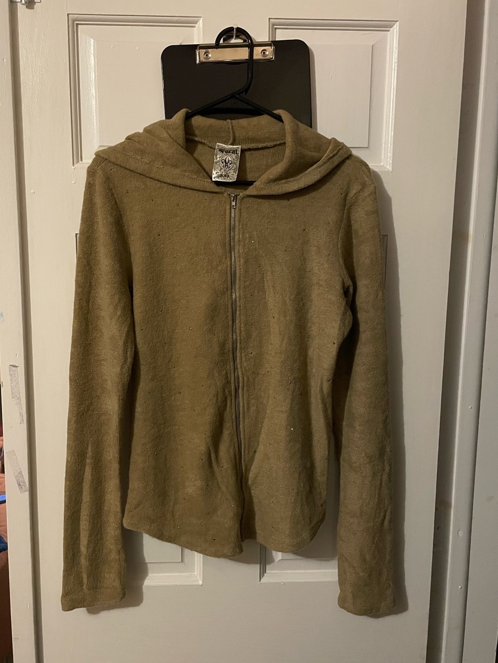 Zip-Front Hooded Jacket in Caramel Brown
